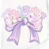 European Size Childrens Round-neck Short-sleeved T-shirt with Purple Bowknot and Floral Pattern Print