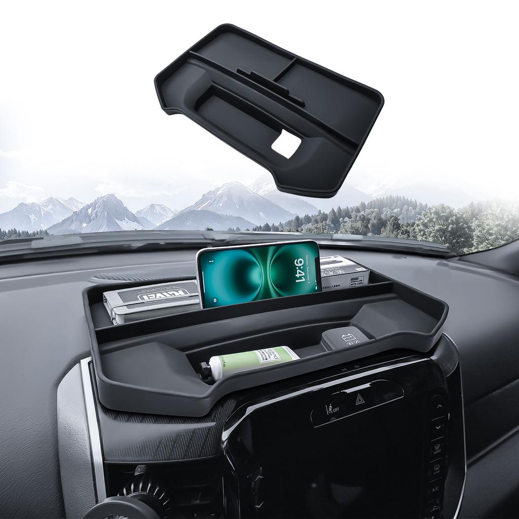 Center Console Dashboard Storage Organizer Tray for 2019-2025 Dodge RAM 1500 Interior Dash Board Behind Screen 12 Inches Car Box