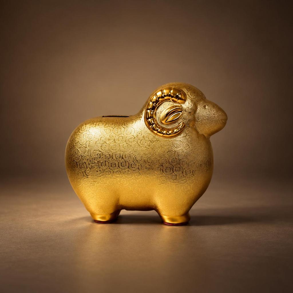 Sheep Change Bank with Embossed Pattern Textured Finish Ornament Compact for Entryway, Living