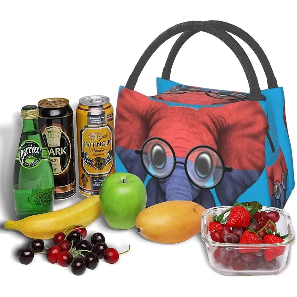 Portable Insulated Lunch Bag Elephant Glasses Armenian Flag Tote Bento Bag for Office School Hiking Beach Picnic Fishing