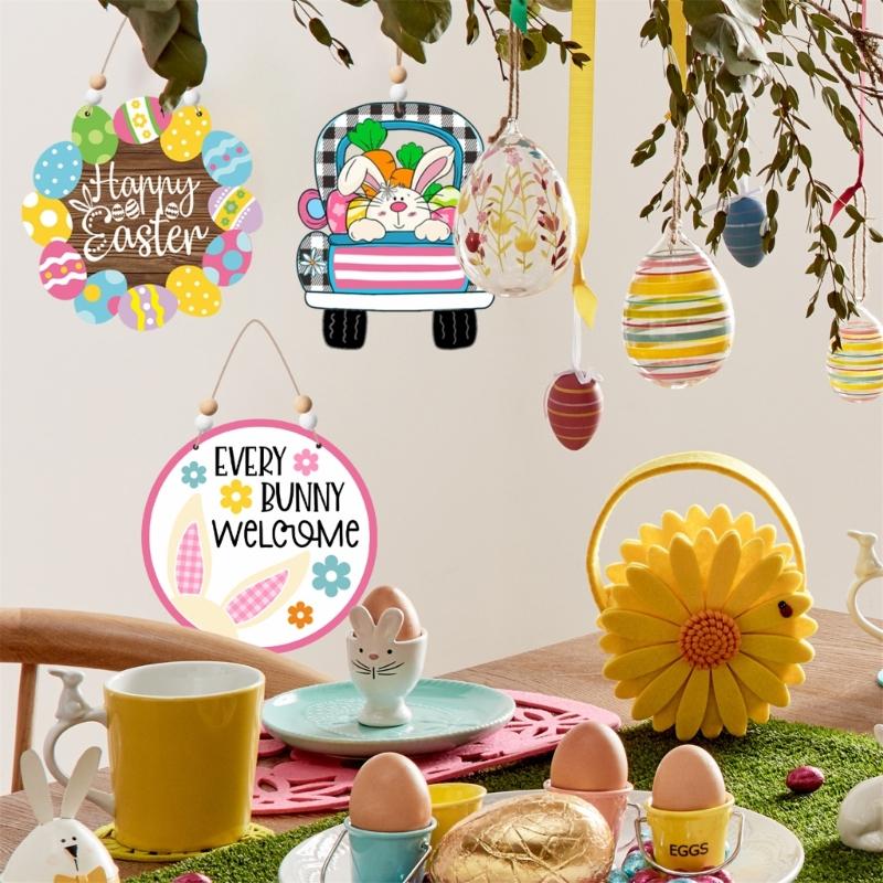 Easters Door Sign Offering Color Easters Party Supplies Wood Door Ornament Suitable for Home Office and Shop Decorations
