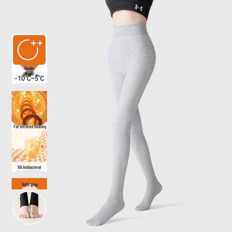 Women's Black Pressure Socks with Fleece: Thick, Micro-Pressure, Non-Slip Footed Pantyhose for Spring, Autumn, Winter