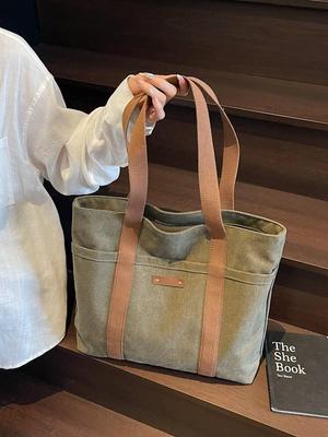 2025 Large Capacity Canvas Travel Handbag - Versatile Single Shoulder Bag for Commute, Casual Shopping, and Fashion.
