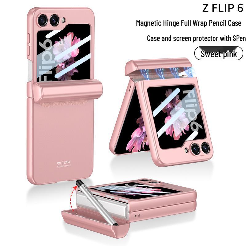 Samsung Z Flip6 Magnetic Pen Case: Stylish Holder with Foldable Screen Protection and Durable Hard Shell