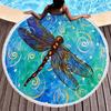 Dragonfly Round Beach Towel,Absorbent Quick Dry Sand Free Lightweight Travel Bath Towels,Round Throw Blanket for Swim Pool Gym
