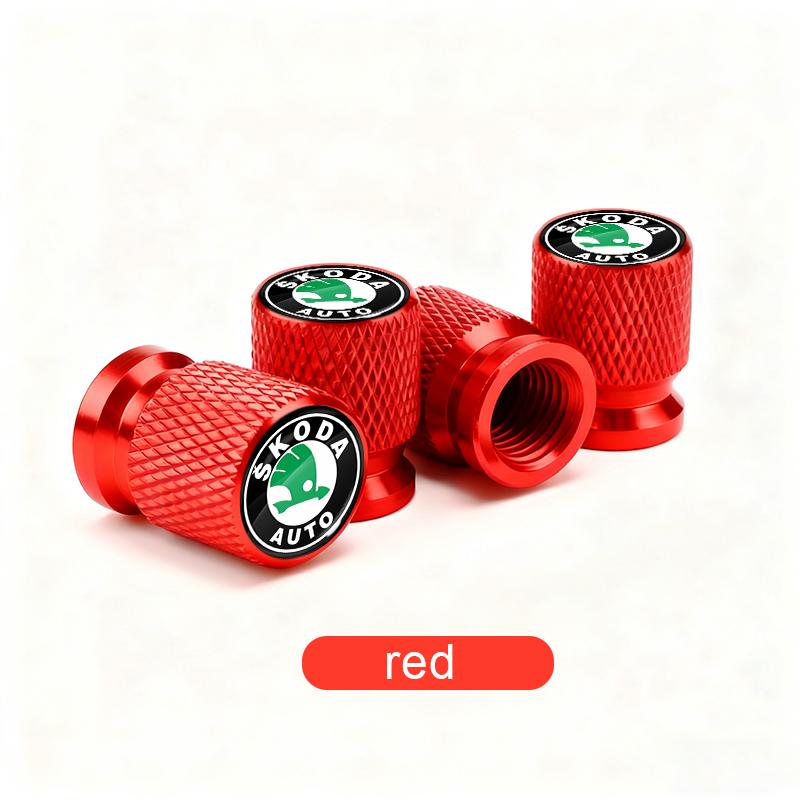 HRQB8 Car Tire Valve Stems Cap Aluminum Tyre Wheel Stem Air Valve Cover Airdust For Skoda Octavia Fabia Kamiq Kapoq Rapid SCALA Superb