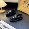 Girls' Leather Shoes 2025 Autumn New Children's Bright Leather Loafers Black Student Shoes Fashion One-pedal Single Shoes Trend