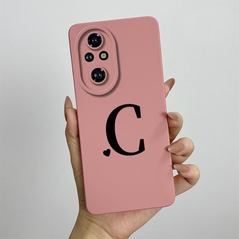 For Honor 200 Case Honor 200 Pro Phone Case Cute Initial Letters Square ShockProof Soft Silicone Back Cover Fundas Honor 200 Pro