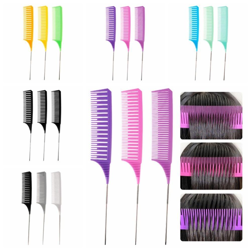 3pcs Highlighting Tailed Comb Set Weaving Hair Styling Combs Coloring Dyeing Comb
