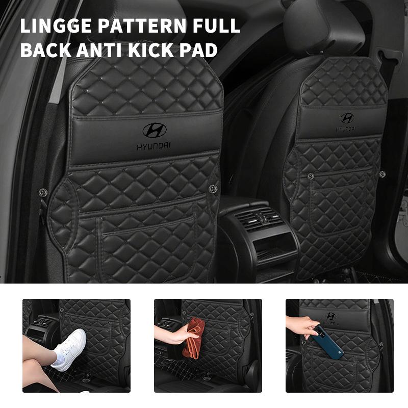 Leather Car Seat Back Protector Kick-Proof Anti Slip Child Mat For Hyundai GDi N Line i10 Azera Genesis G70 G80 G90 Accent TT3