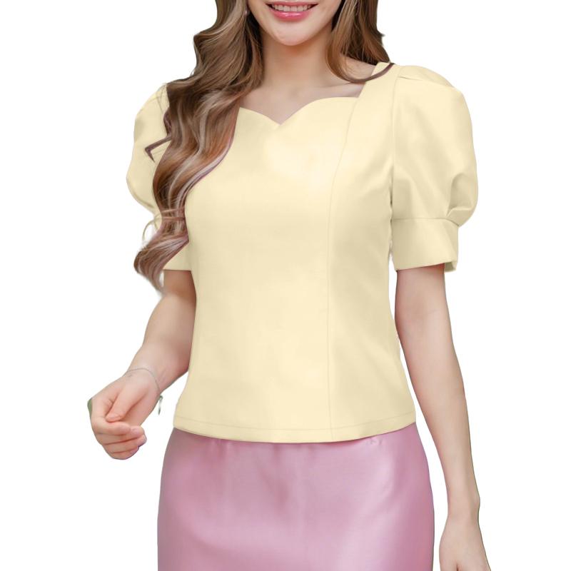 

ZANZEA Женская летняя повседневная атласная блузка с коротким рукавом 5XL абрикосовый