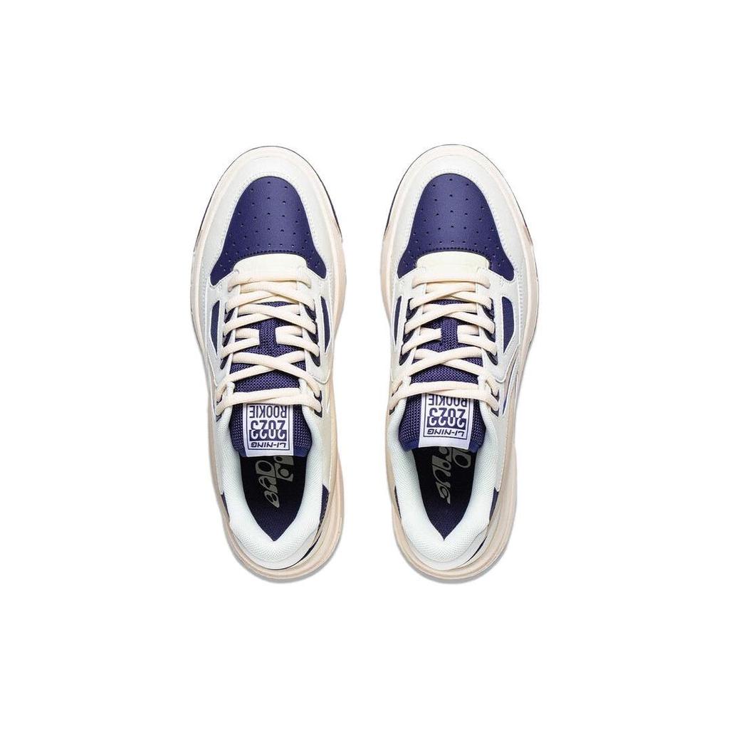 Li Ning Rookie 2 Slip Resistant Abrasion Resistant Low top Skateboard Shoes Men's White Blue ABCT039-2