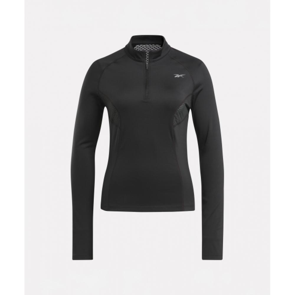 Reebok Running Half Zip Up T Shirt  W    Black  100075413