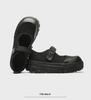 Women's Black Matte Leather Mary Jane Derby Shoes with Thick Sole and Round Toe, Men's Retro British Style.