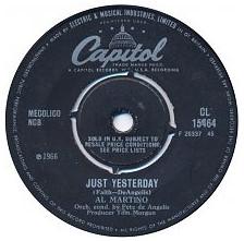 7inch Record AL MARTINO - Just Yesterday / By The River Of Th CL15464 Capitol Records 1966 UK Pop Used