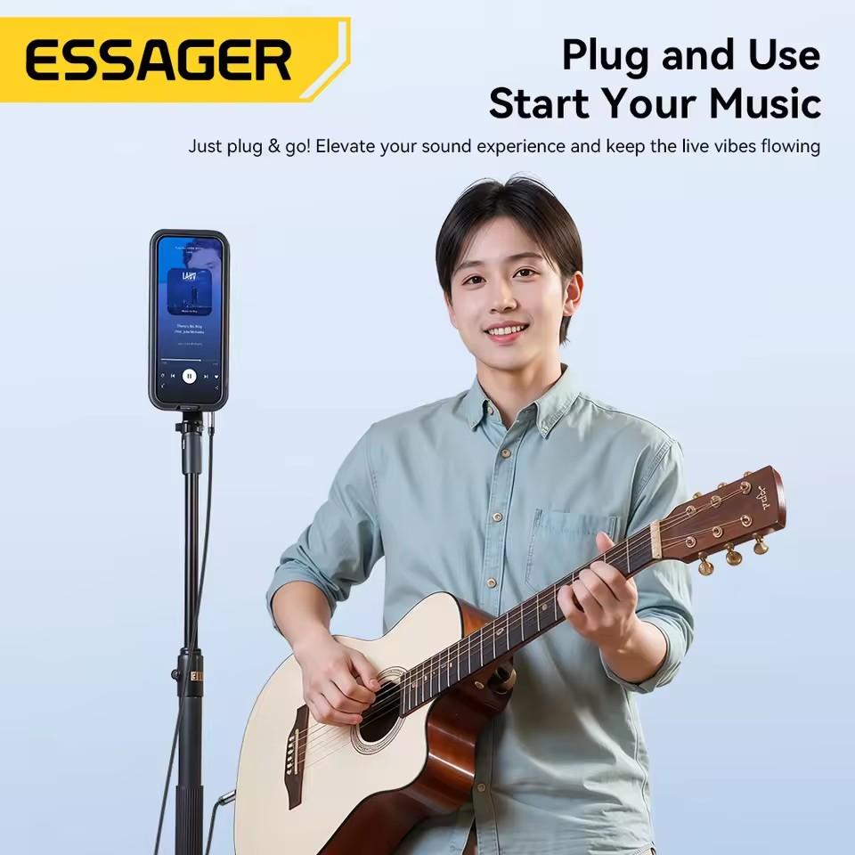 Essager 3.5mm To 6.5mm Audio Jack Cable For Computer Laptop Headsets Sound Card Cellphone DVD Amplifier Male To Male Audio Cable