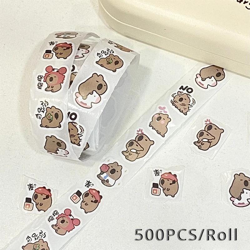 500 st Tecknade Söta Kapybara Varierade Klistermärken Rulle för Telefon Hjälm Laptop Dator Dekoration Graffiti Klistermärken Dekaler