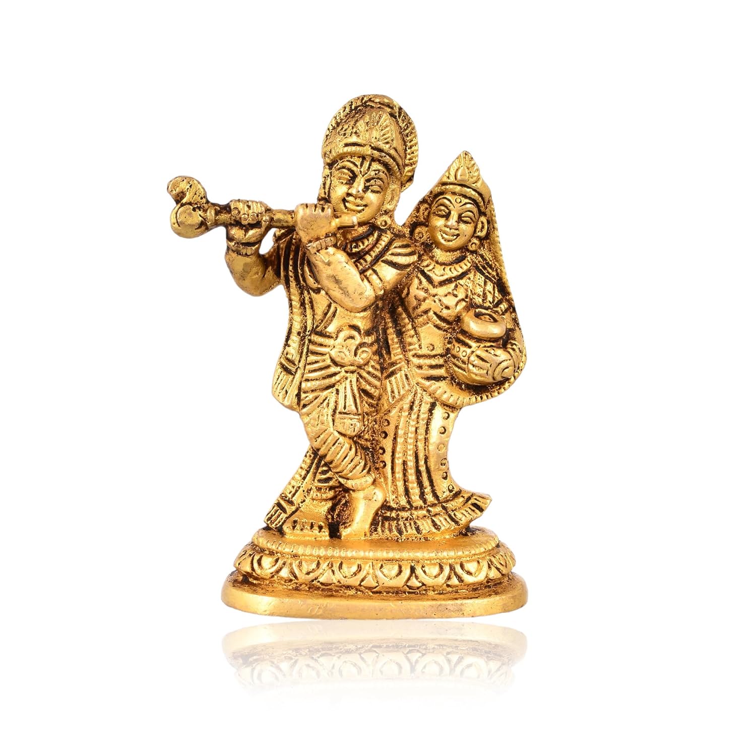 Lord Radhe Krishna Statue For Pooja Room, Home Decor, Office Desk - 3.5 Inch