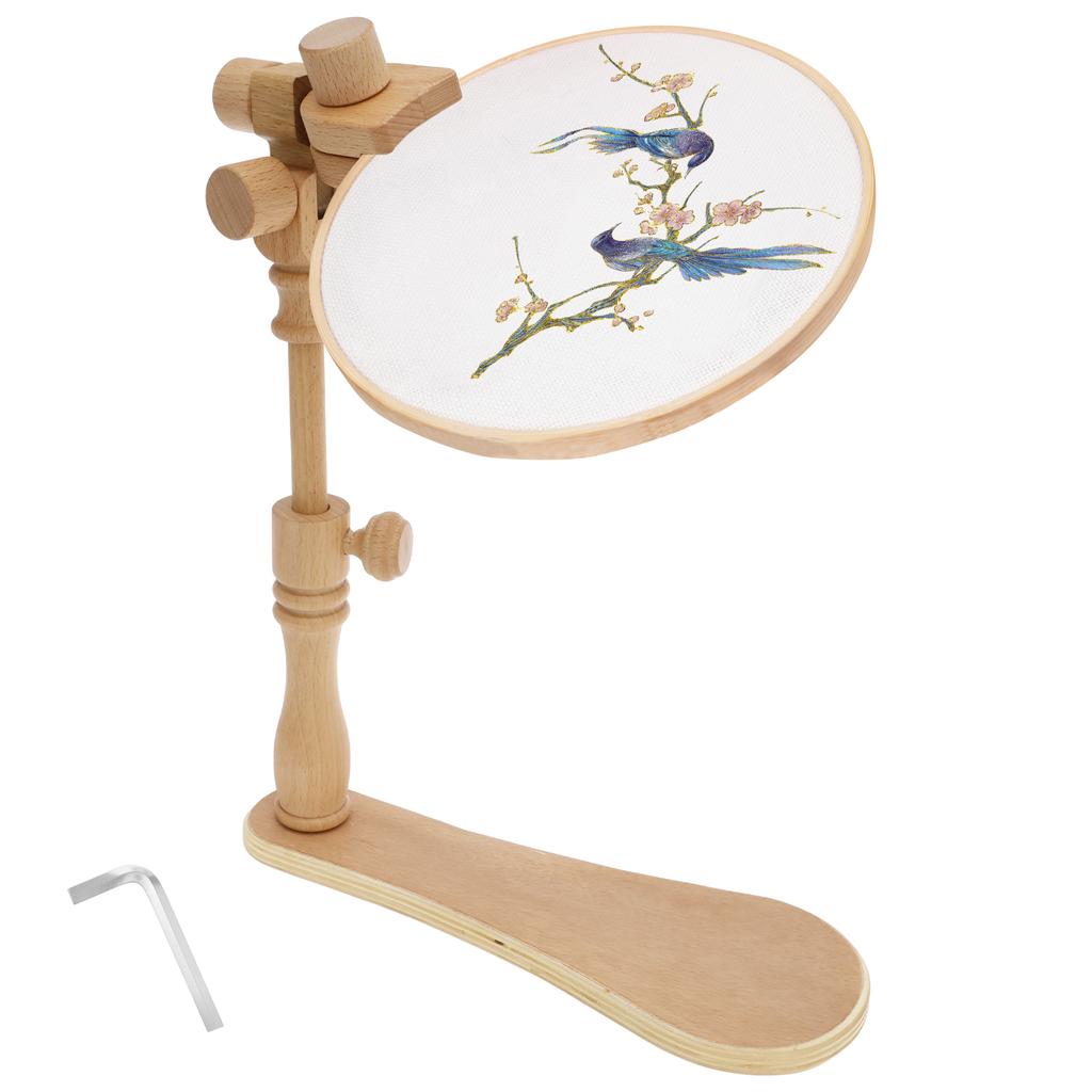Wooden Embroidery Stand Embroidery Hoop Hands-Free Cross Stitch Stand 360° Rotated Embroidery Hoop Holder Cross Stitch Holder