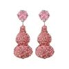 Silver Needle Light Luxury Delicate Premium Earrings Cute Pink Diamond Gourd Stud Earrings Personality Sweet Creative Fashion Earrings