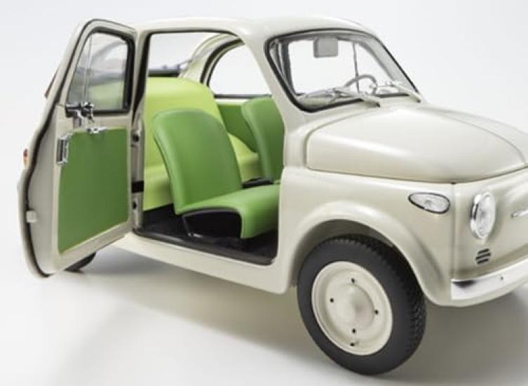 Kyosho Original Scale Fiat Nuova 500 with Accessories Finished Product KS08966WA 1/18 (Ivory)