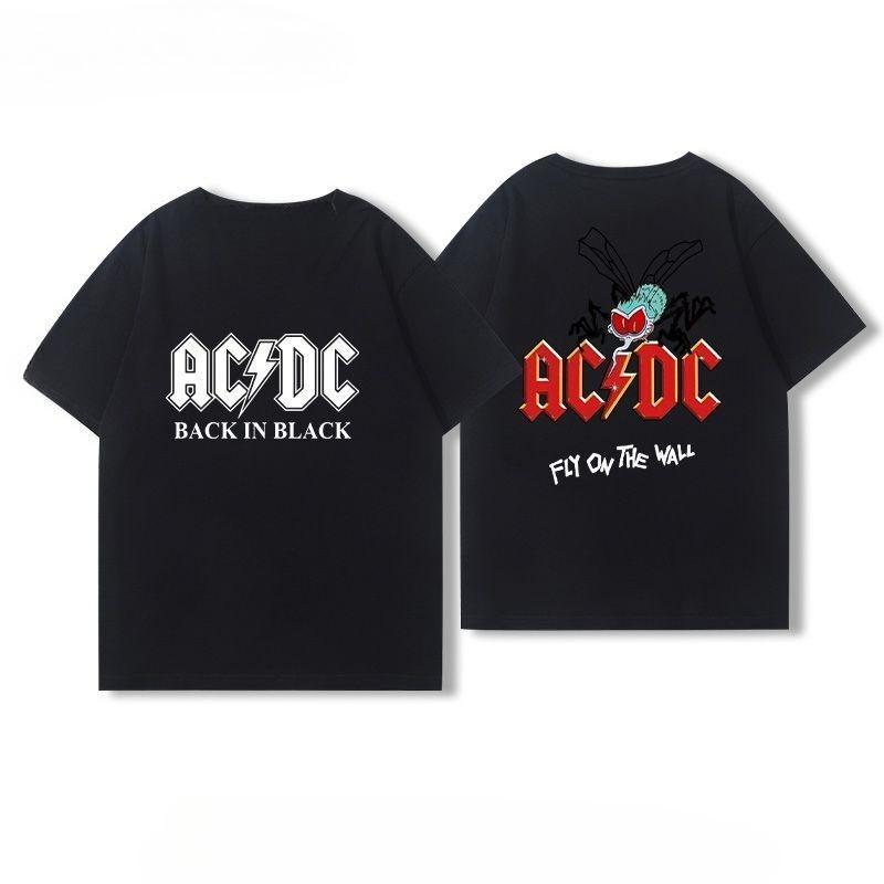 ACDC Rockband Peripherie Kurzarm-T-Shirts für Männer und Frauen Reine Baumwolle Amerikanischer Street Hip-Hop Freizeitkleidung für Sommer