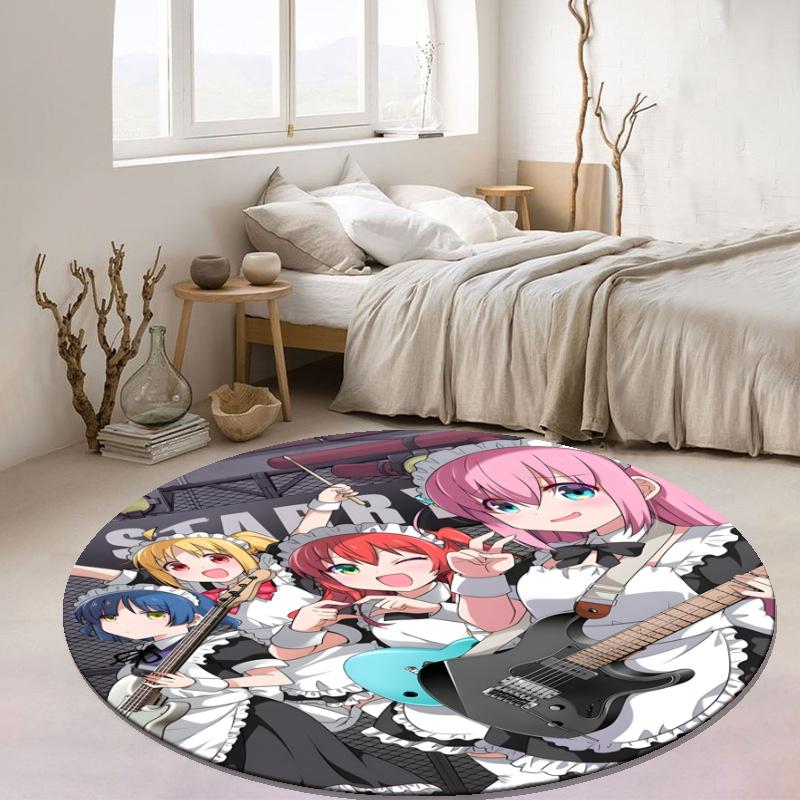 Customizable BOCCHI THE ROCK Round Non-Slip Carpet - Ideal for Garden, Picnic, Office, Perfect for Decoration, Suitable For All Seasons
