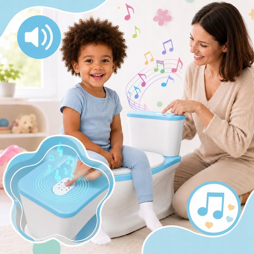 [PACZC] Children's Toilet Potty Toilet with Flushing Sound Blue Z3479