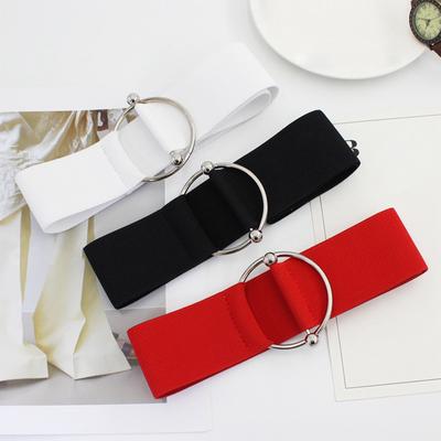 Elastic Belt With Metal Ring Buckle – Korean Styling Decorative Waistband For Women, 5cm Elastic For Sweater Dresses & Skirts