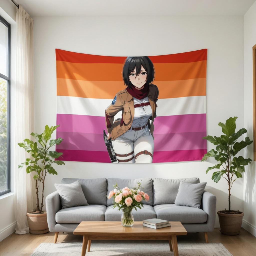 AOT Female Characters Wall Tapestry Colorful Flat Print Art Stylish Room Decor for Anime Lovers Ideal for BedroomLiving Room 74x94cm(29x37in)