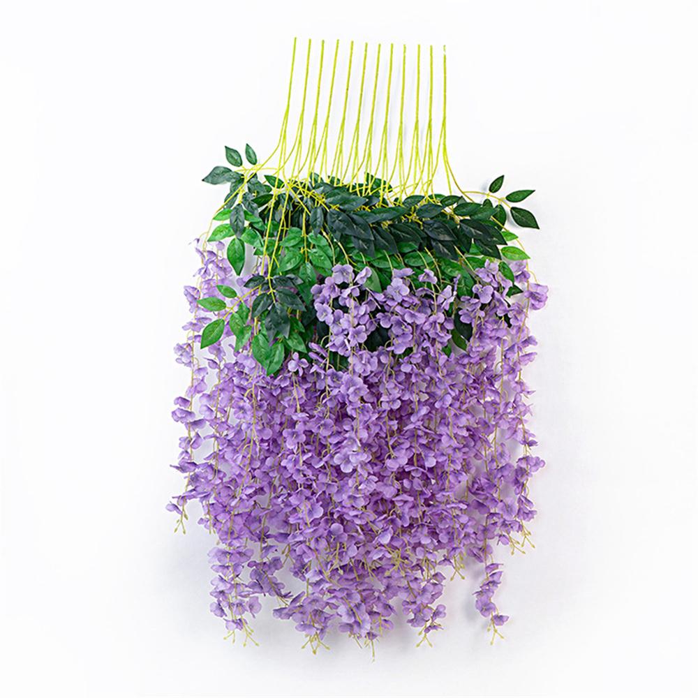 Wedding Decor Ceiling Decoration Vine Artificial Silk Fake Flower Garland Vine Wisteria Leaf Hanging Simulation Wisteria Flowers