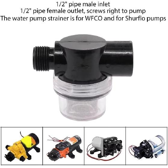 15-085-00 RV Water Pump Strainer for Camper Marine with 50 Mesh Stainless Steel Screen New Version