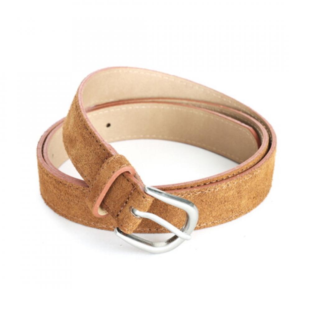Shop Ladies Korean Made Suede Loop Matte Silver Buckle Belt Camel Tu Wbt 0869
