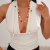 Long Layered Sweater Necklace Faux Pearl Tiger Eye Beads Vintage Elegant Fashion Jewelry Women