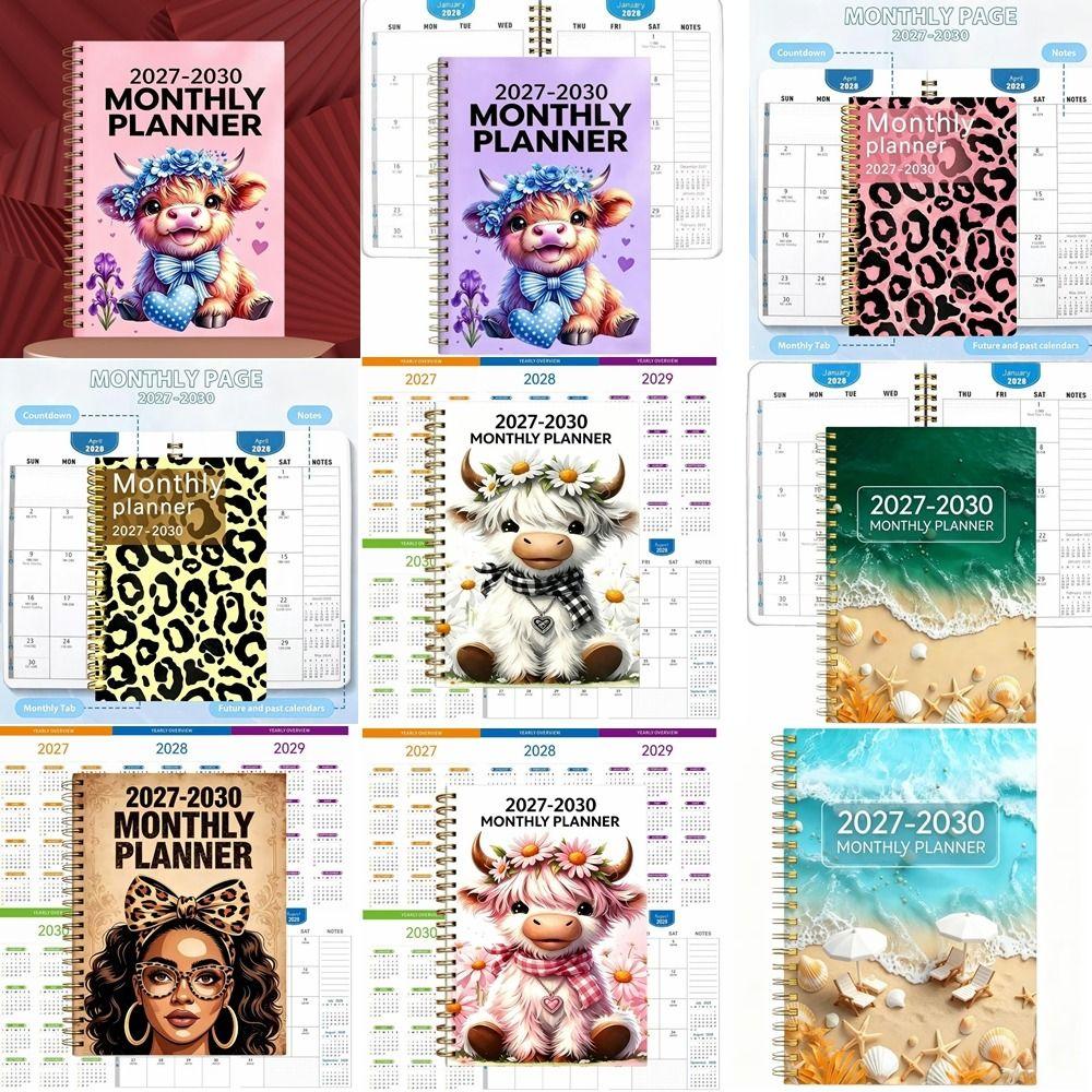 Beach Theme Cover 1117-1111 Monthly Calendar A1 Ocean Seashell Covered Annual Calendar Notebook Spiral Bound 1-Year Plan Book