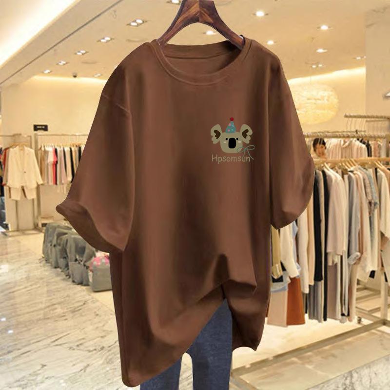 

European goods large version pure cotton medium and long short-sleeved T-shirt women s 2025 summer new loose top women s half-sleeved t-shirt tide XXXL