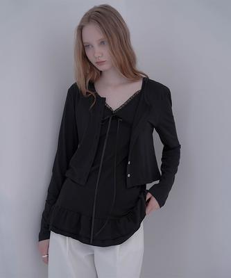 Deheve See-Through Soft Cardigan [Black]
