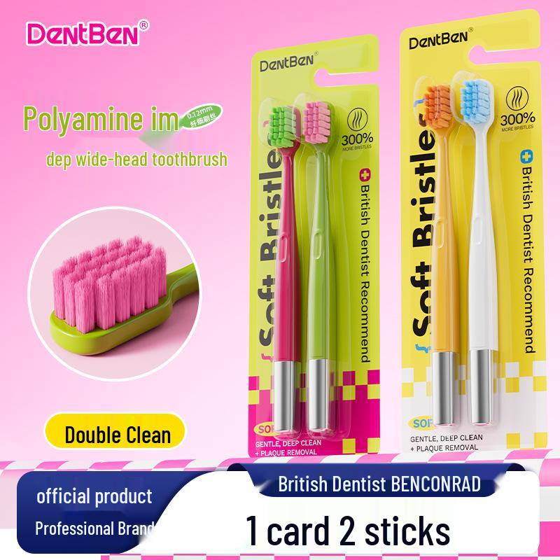 Dai Ke Macaron Soft Bristle Toothbrush for Adult Couples – Wide Head, Gum Care, Home Use.