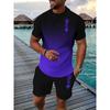 Leisure Sports Set Breathable Outdoor Men's Short Sleeved T-shirt and Shorts Summer 3D Printed Set Adult