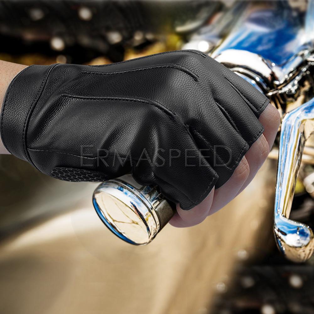 Mănuși de motocicletă din piele cu jumătate de deget Mănuși de motocicletă pentru bărbați fără degete pentru ciclism alpinism Drumeții vânătoare MTB călărie