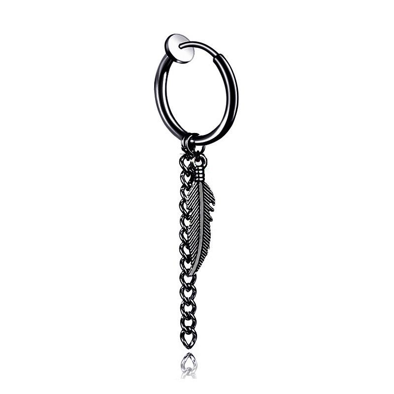 Unisex Fake Piercing Titanium Stud Earrings - No Hole Ear Clips, Trendy Korean Style