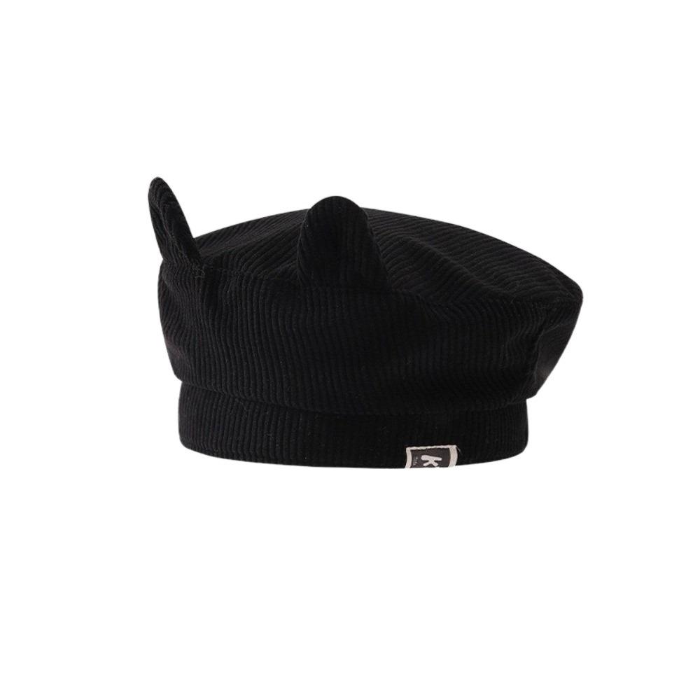Cute Baby Corduroy Beret Korean Duck Tongue Cap Lovely Cat Ear Beret  Kids