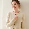 Women's Long Sleeve Korean Style Cashmere Cardigan - Thick Crew Neck, Loose Fit, Slimming Raglan Sweater