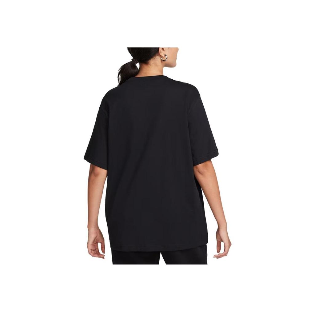 Nike Sportswear Logo Graphic Crew Neck Oversized Short Sleeve Drop Shoulder T-Shirt Women Tops Black FD4150-010