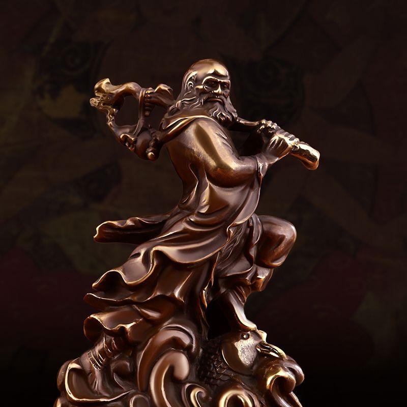 Chinesischer Stil Vintage Reines Kupfer Über den Fluss Setzen Zen-Inspirierte Handarbeiten Antike Figuren Buddha-Statuen Heimdekorationen