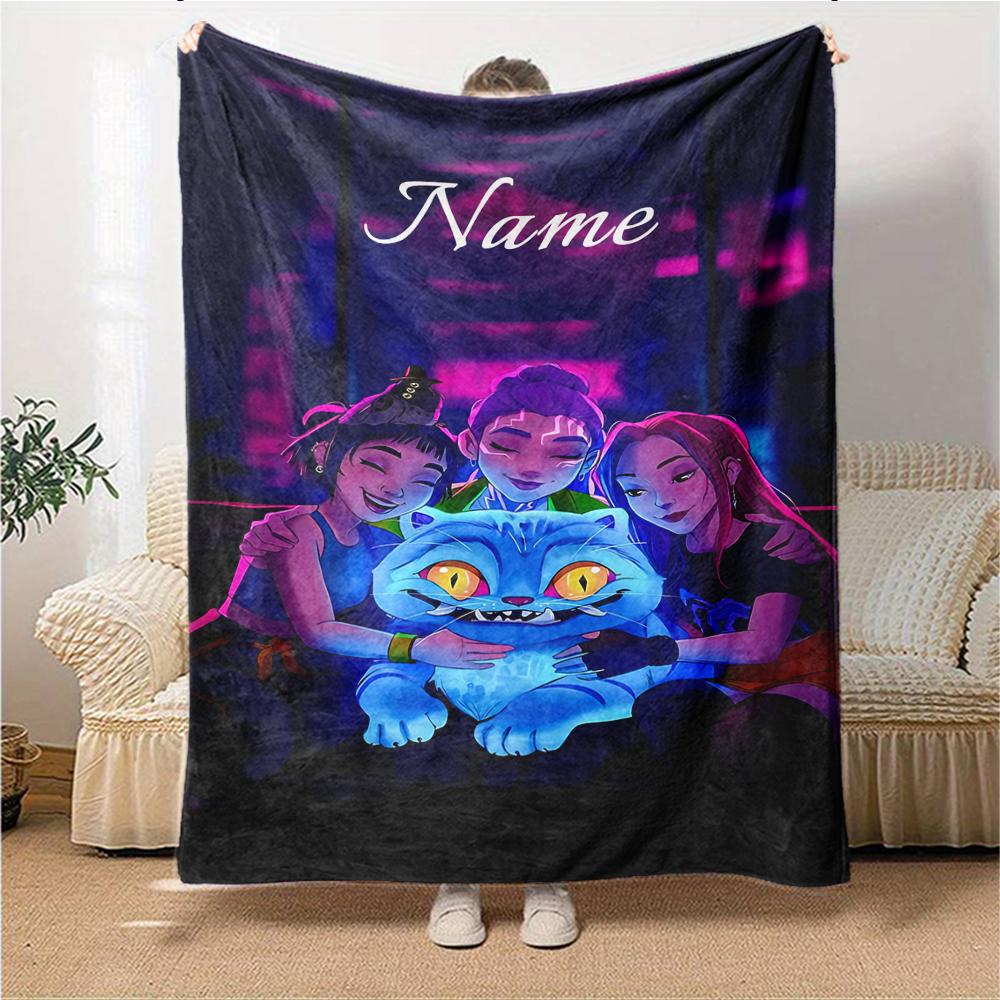 Custom Name Tayo Bus Adventure Blanket for Couch & Bed, Plush Cozy Fuzzy Blanket Super Soft & Warm Blankets for Fall and Winter. 0908196