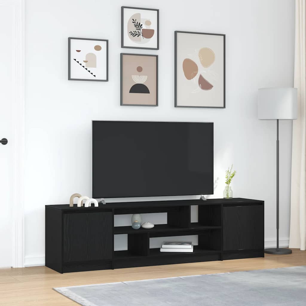 TV Cabinet In Black Oak Look 188.5 X 41 X 50 Cm Particleboard
