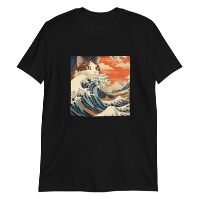 Ukiyo-e Katten op de Grote Golf T-shirt Heren Dames T-shirts Top