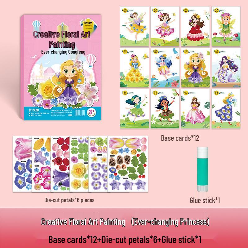 DIY Floral Art Painting Kit for Kids - Creative Educational Toy with Stickers for Boys and Girls