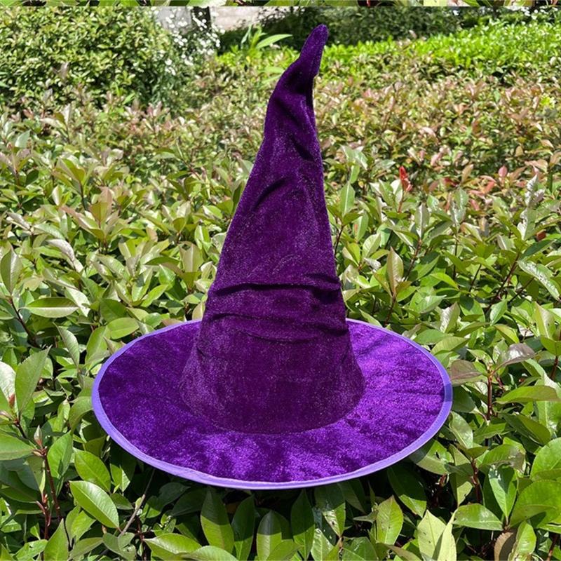 Elegant Witch Hat Soft And Nonwoven Fabric Folded Design Wizard Hat For Halloween Costumes Parties Hats 2pcs